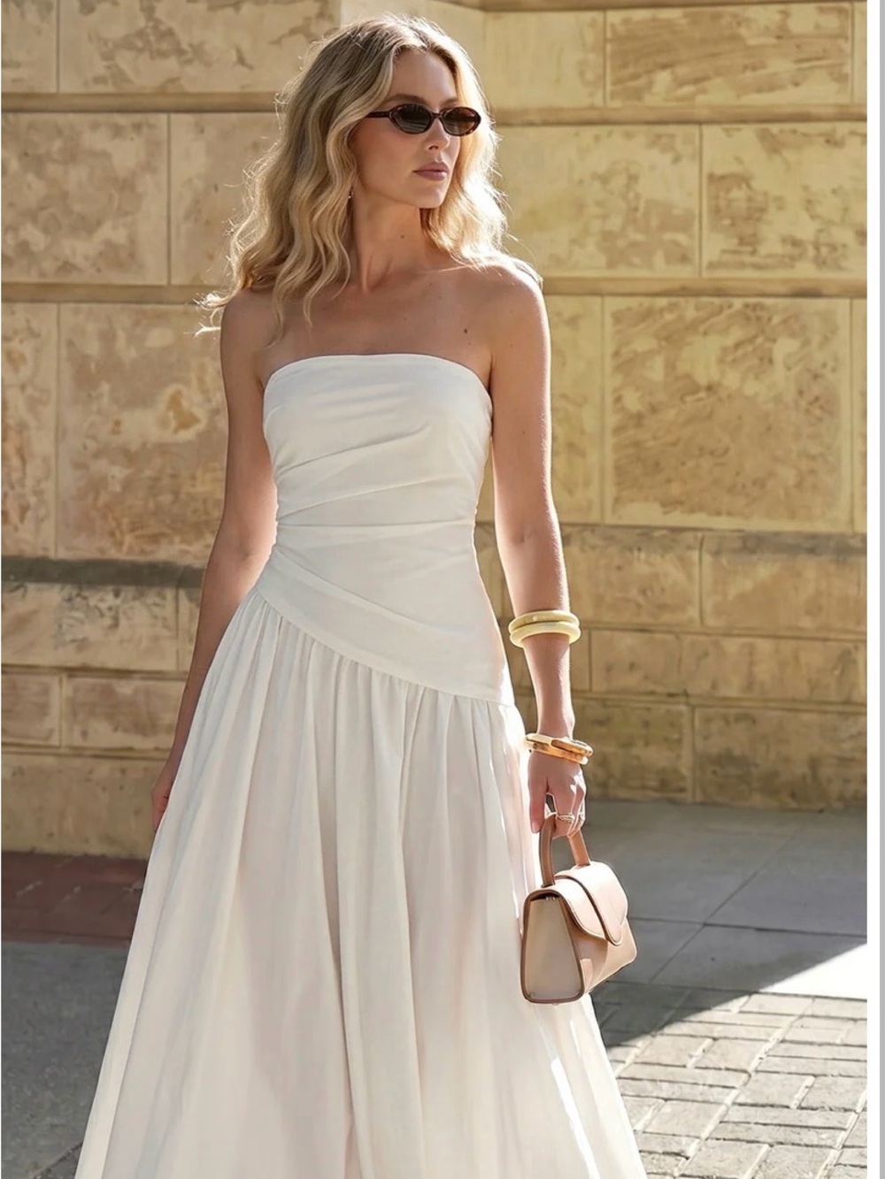 Commense Strapless White Maxi Dress - Soft Ivory Gown